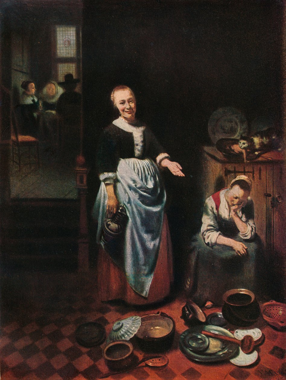 空闲仆人，1655年 作者 尼古拉斯·梅斯（Nicolaes Maes）
