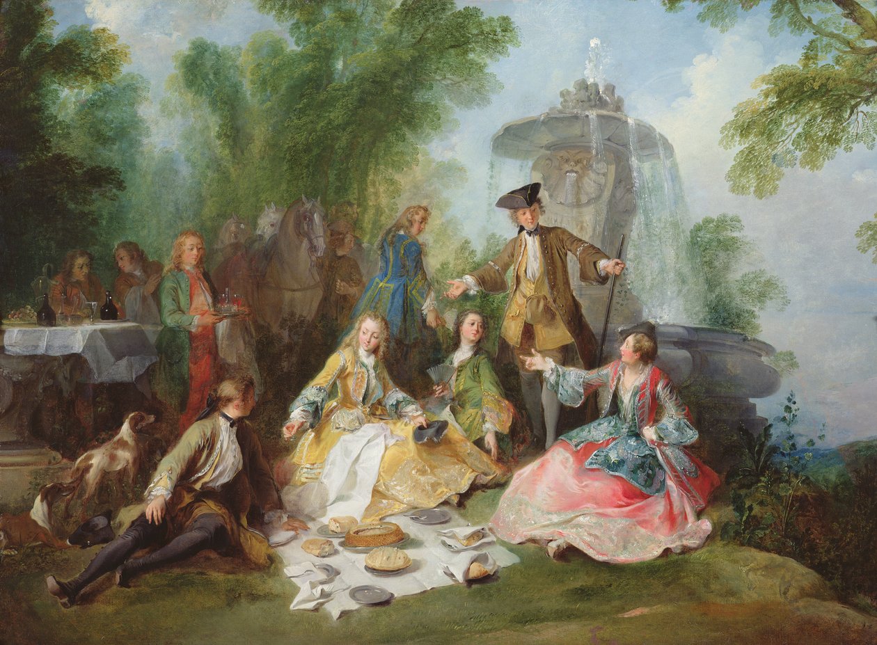 狩猎派对用餐，c。 1737 作者 尼古拉斯·兰克里特（Nicolas Lancret）