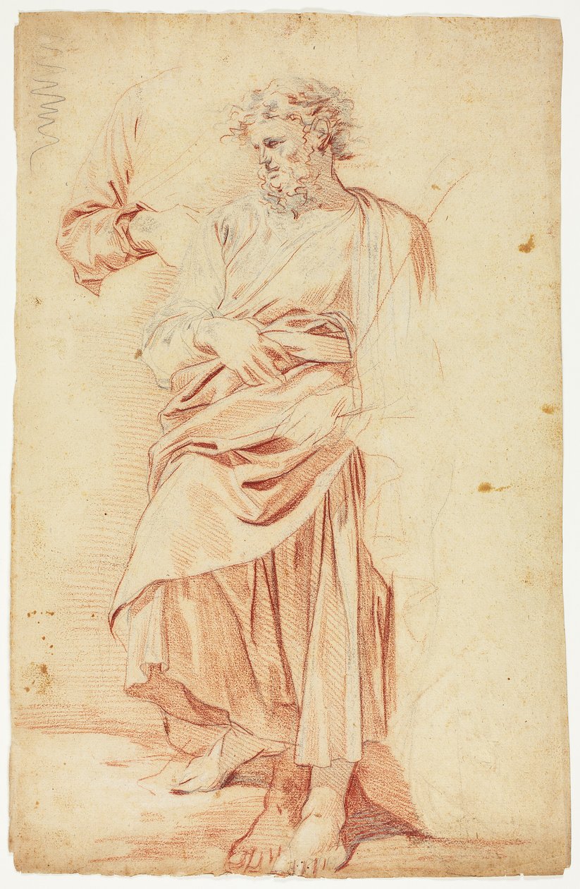 长袍男先知素描 作者 尼古拉斯·米尼亚德（Nicolas Mignard）