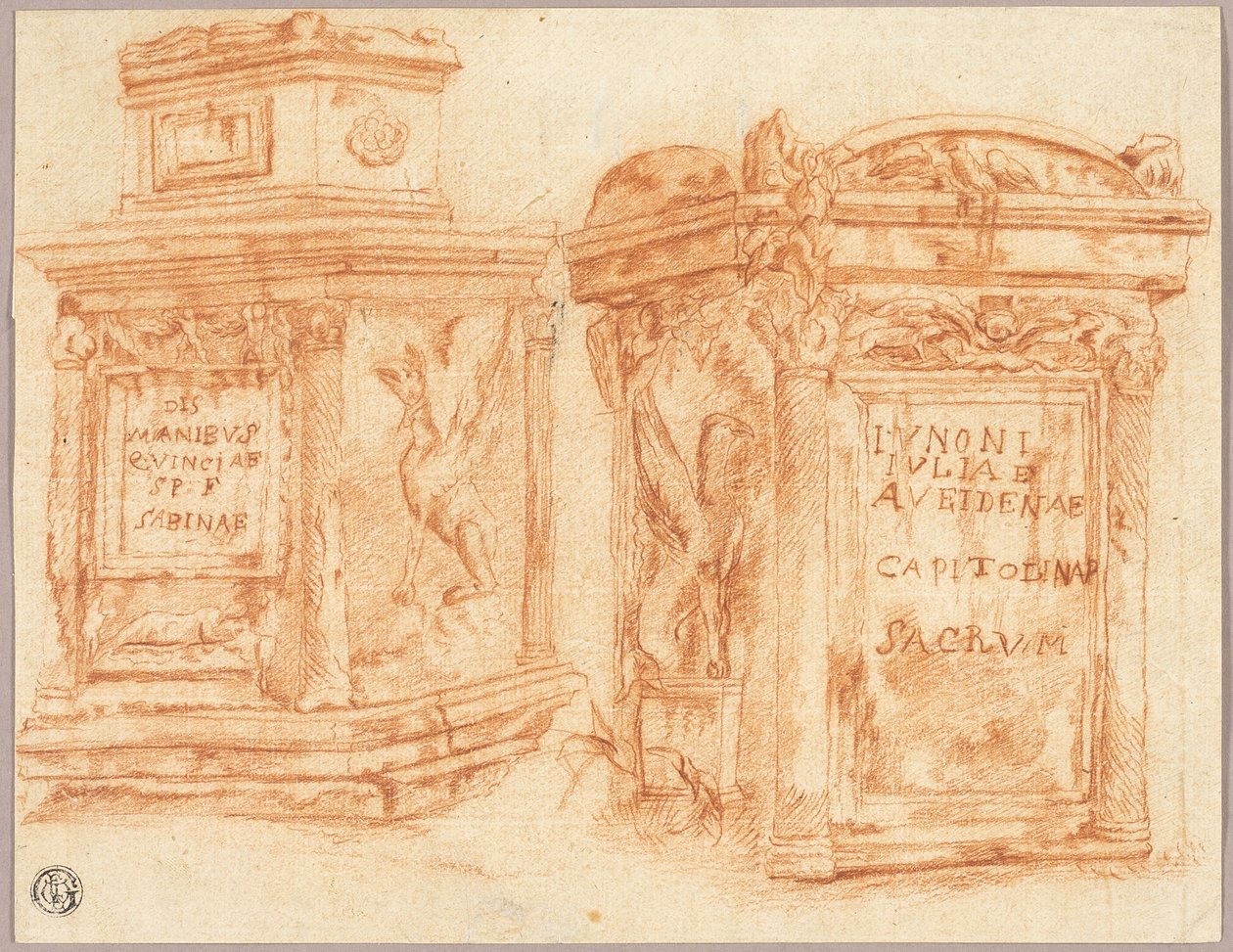罗马柱底刻草图 作者 尼古拉斯·普桑（Nicolas Poussin）