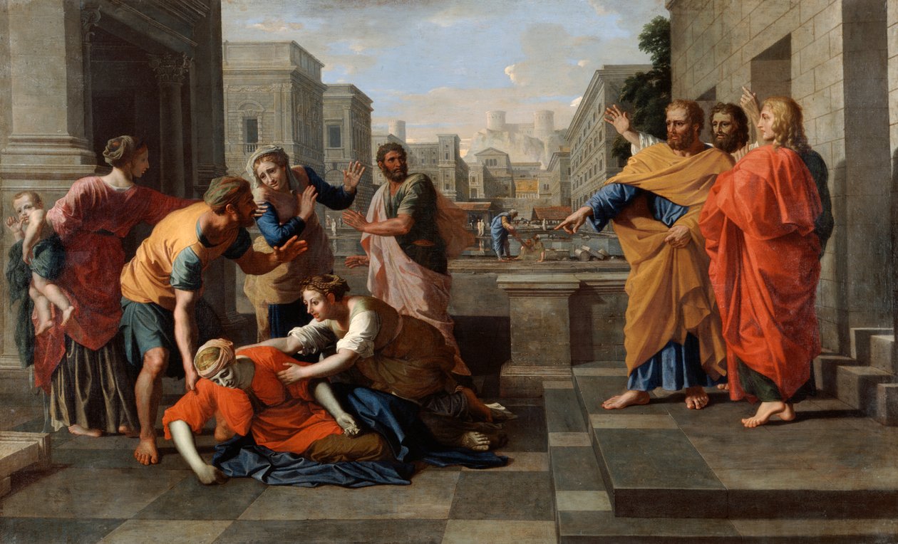 萨菲拉之死，1652年 作者 尼古拉斯·普桑（Nicolas Poussin）