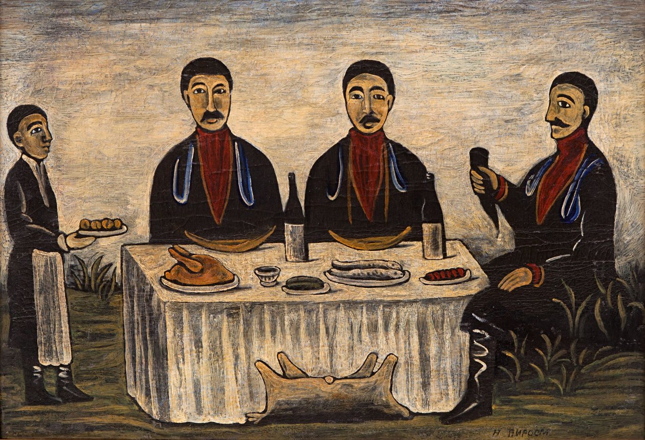 三个男人共进晚餐 作者 尼可·皮罗斯曼尼（Niko Pirosmani）