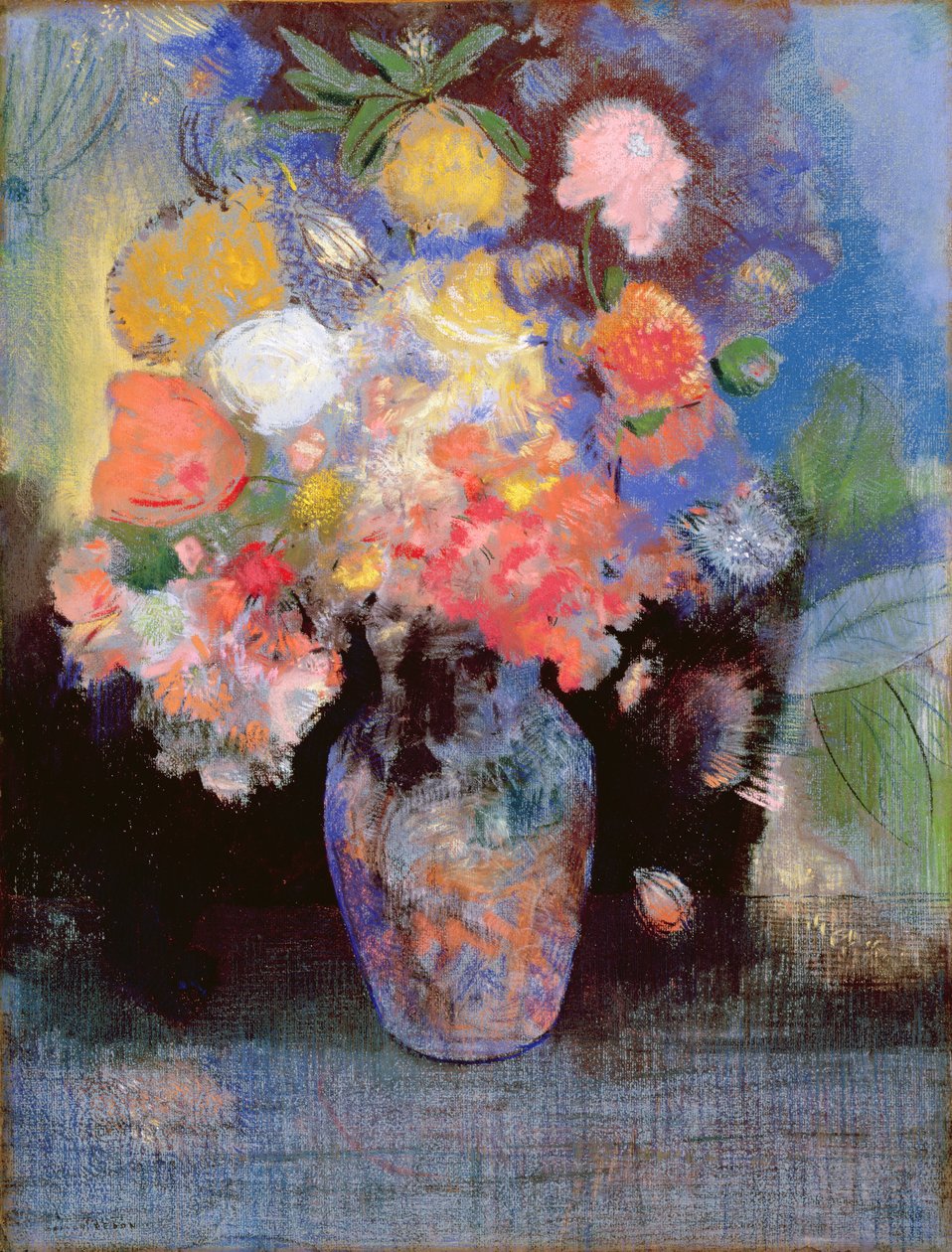 鲜花，1900年（纸上粉彩） 作者 奥迪隆·雷顿（Odilon Redon）