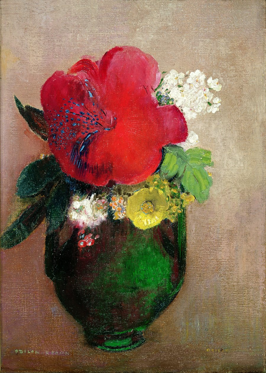 红罂粟 作者 奥迪隆·雷顿（Odilon Redon）