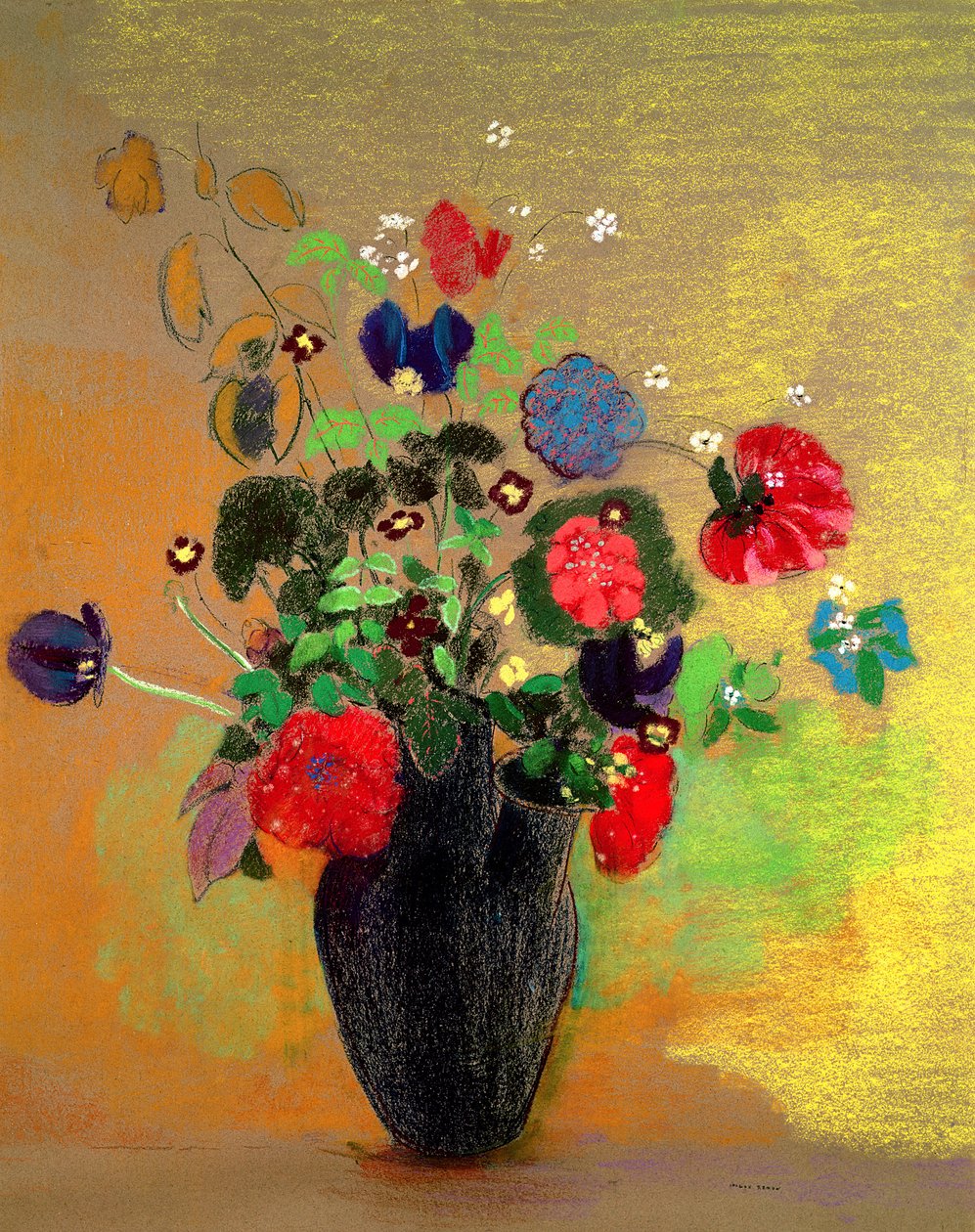 花瓶（纸上粉彩） 作者 奥迪隆·雷顿（Odilon Redon）