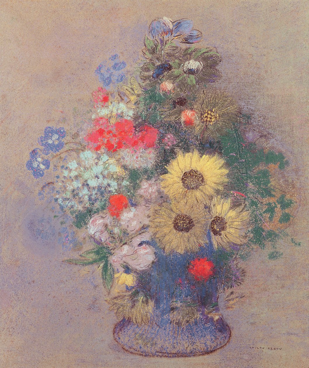 花瓶，1900年 作者 奥迪隆·雷顿（Odilon Redon）