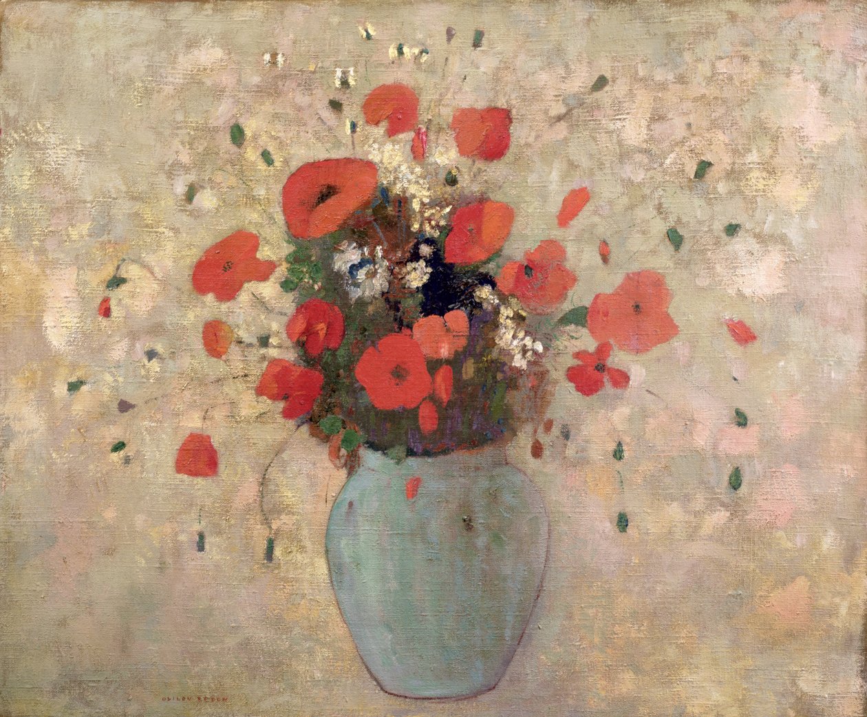罂粟花瓶 作者 奥迪隆·雷顿（Odilon Redon）