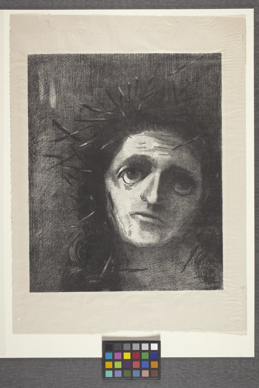 基督》（石版画，气泡纸） 作者 奥迪隆·雷顿（Odilon Redon）