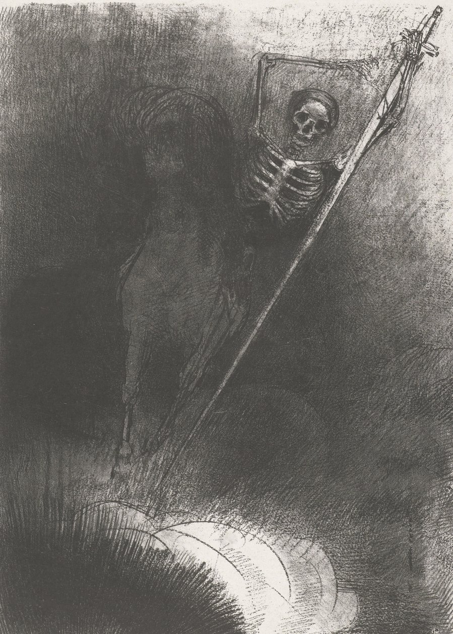 马死亡，1899年（打印） 作者 奥迪隆·雷顿（Odilon Redon）