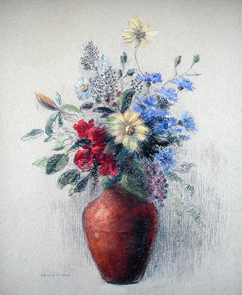 花（纸上粉笔画） 作者 奥迪隆·雷顿（Odilon Redon）