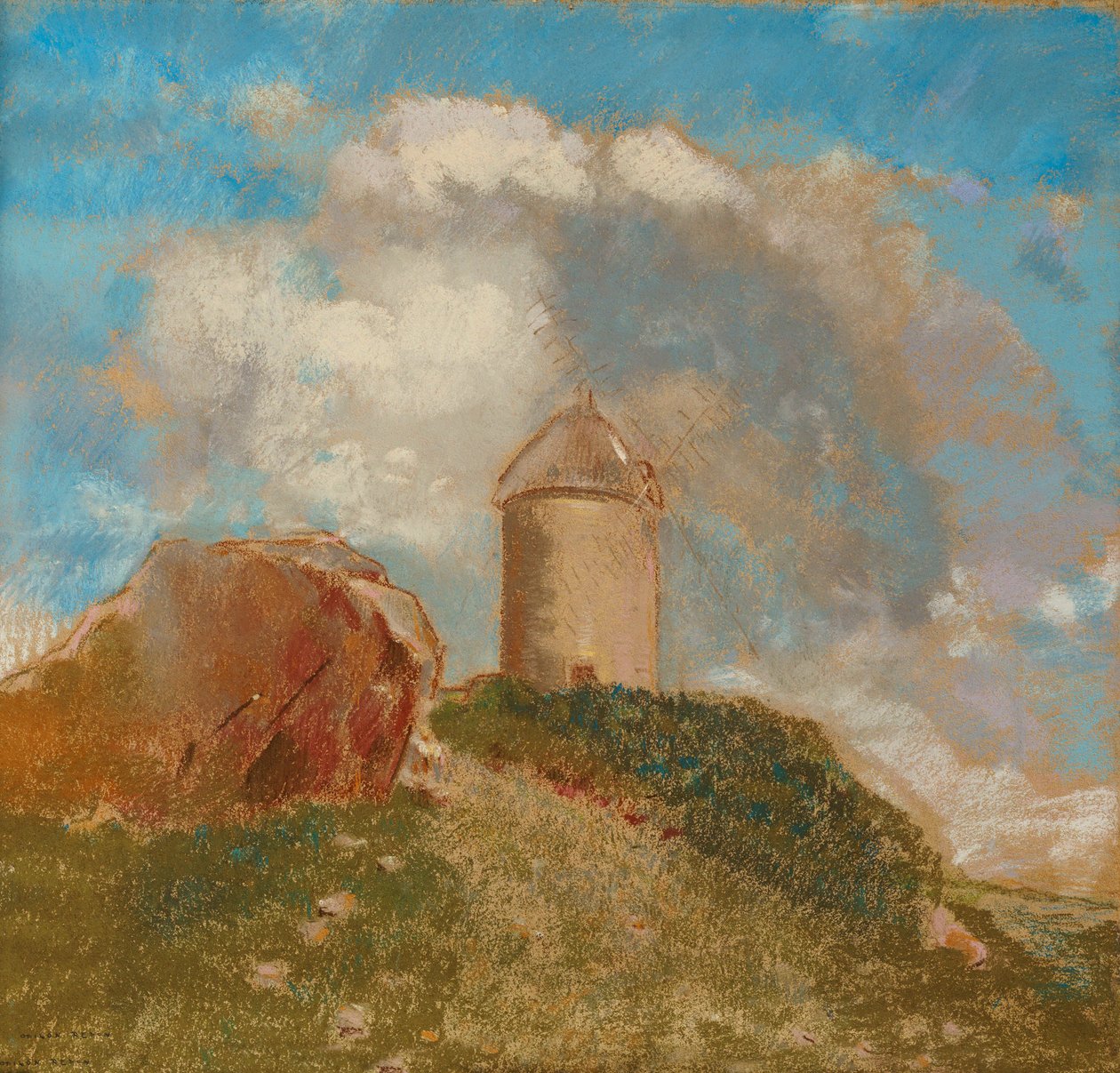 风车，约1880年 作者 奥迪隆·雷顿（Odilon Redon）