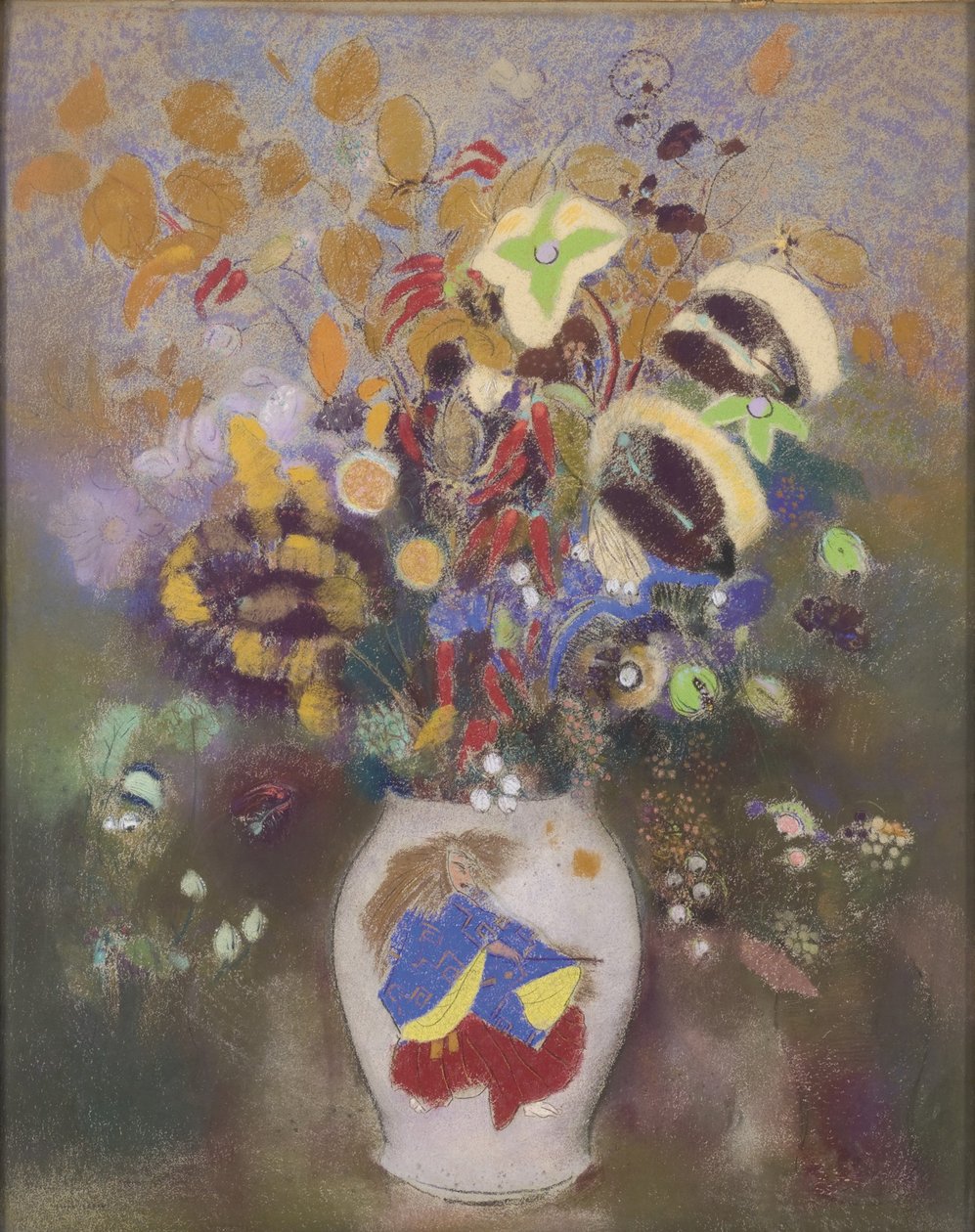 日本武士花瓶，1905-1908年 作者 奥迪隆·雷顿（Odilon Redon）