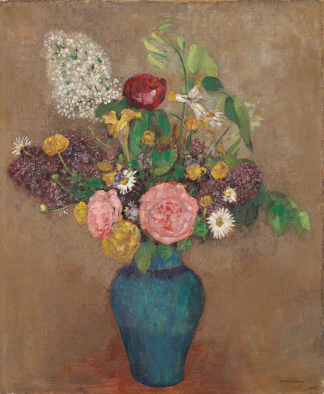 花瓶与花 作者 奥迪隆·雷顿（Odilon Redon）