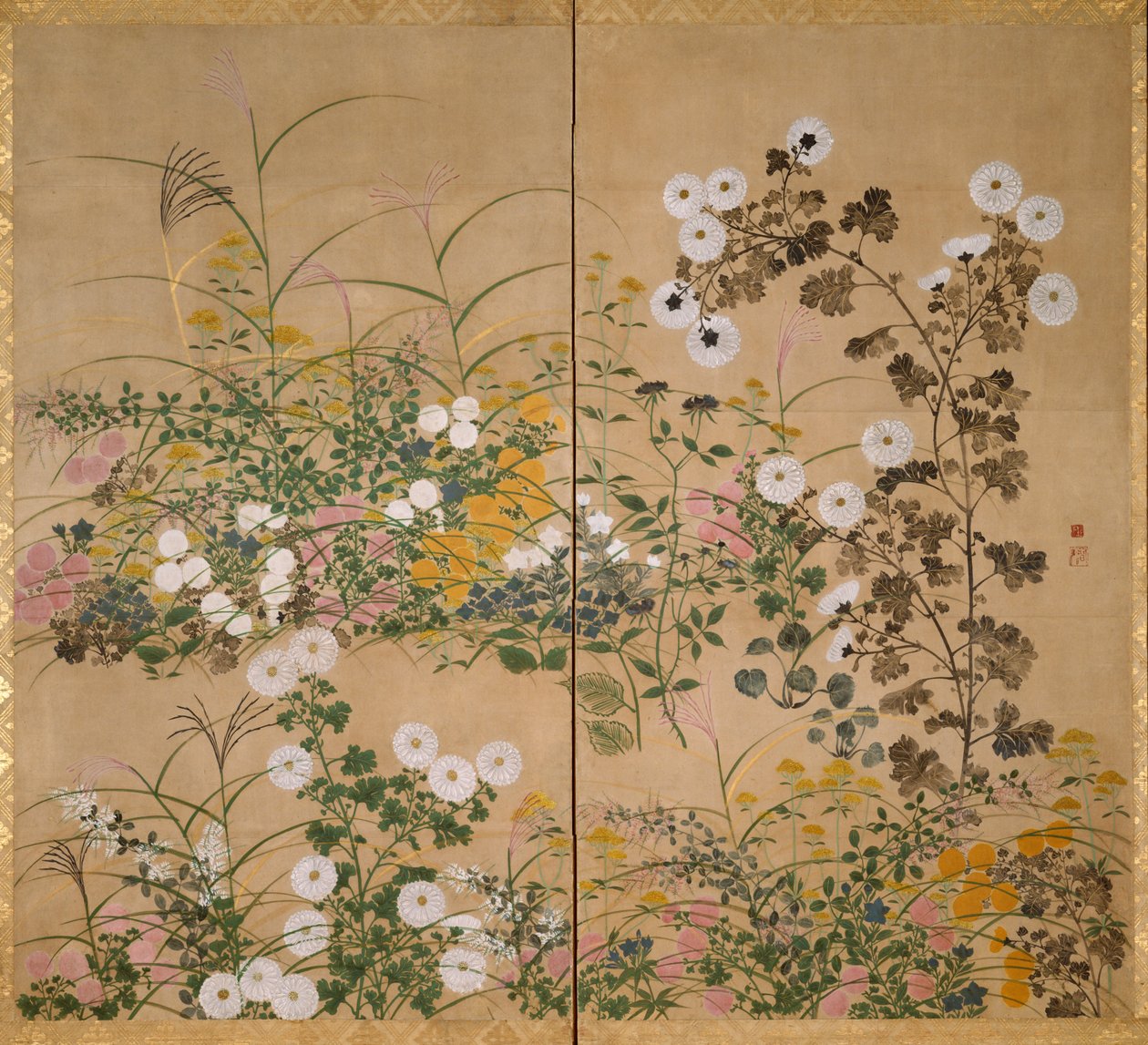 秋天的重要艺术对象开花植物 作者 绪方光琳