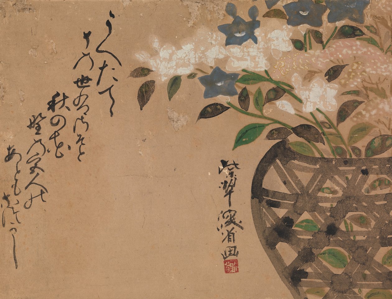 篮子里的风铃草，十八世纪。 作者 绪方贤三