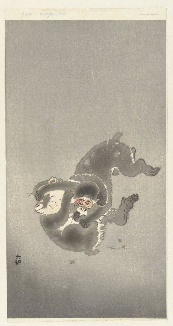 两只猴子在玩耍 作者 大原功臣