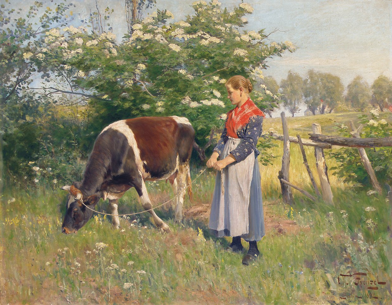 挤奶女工，1892年 作者 奥斯卡·弗伦泽（Oskar Frenzel）