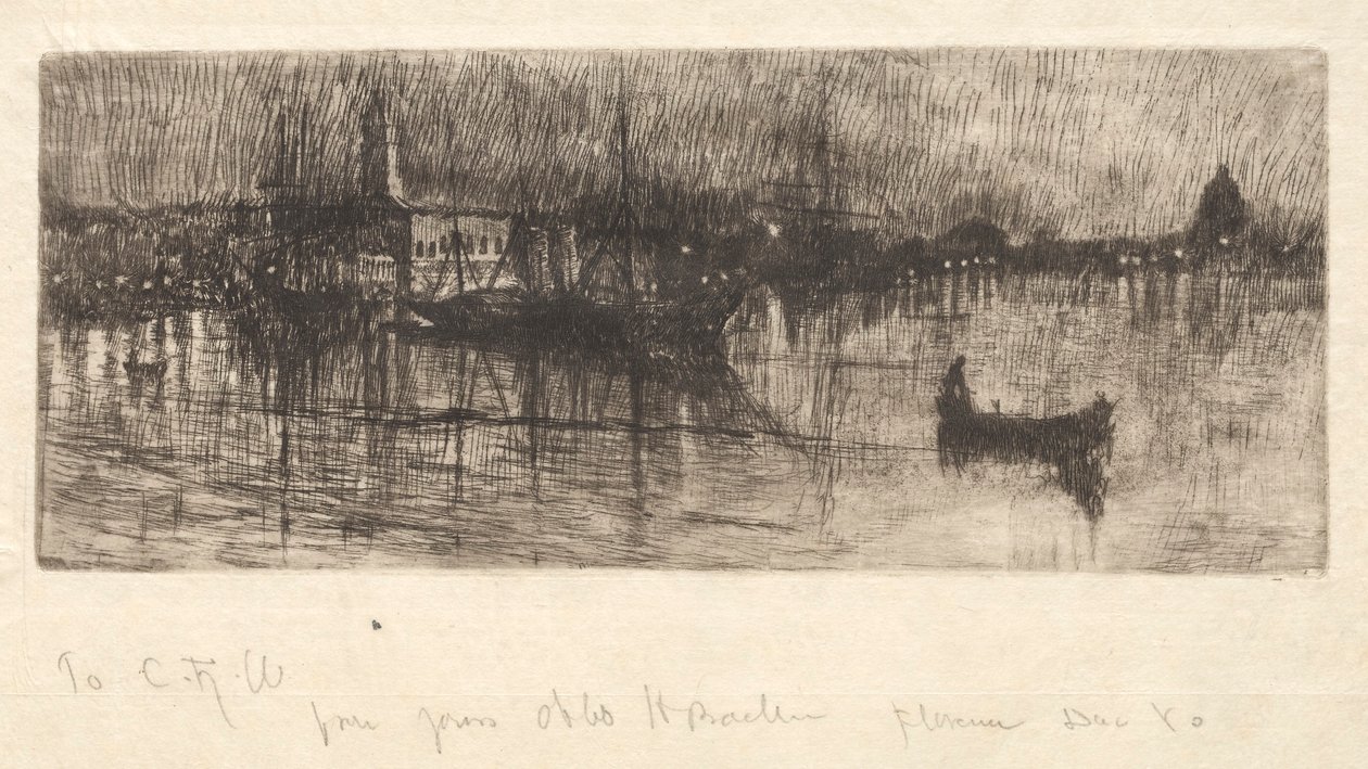 《雨夜》，威尼斯，1880年。 作者 奥托·H·巴赫