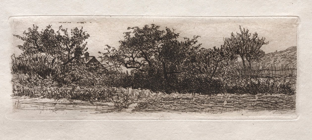 屋顶和树木，1879年。 作者 奥托·H·巴赫