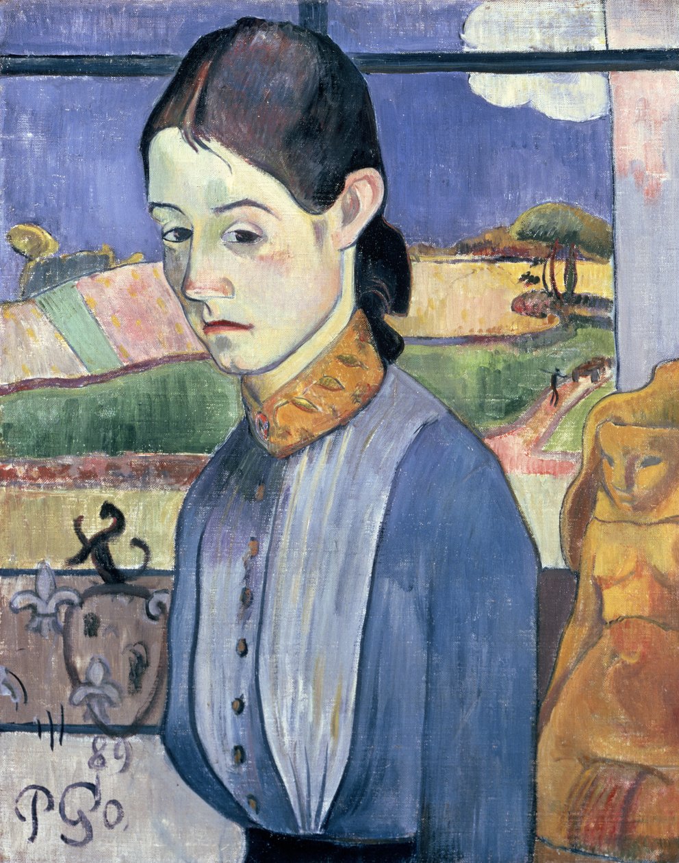 年轻的布列塔尼女人，1889年 作者 保罗·高更