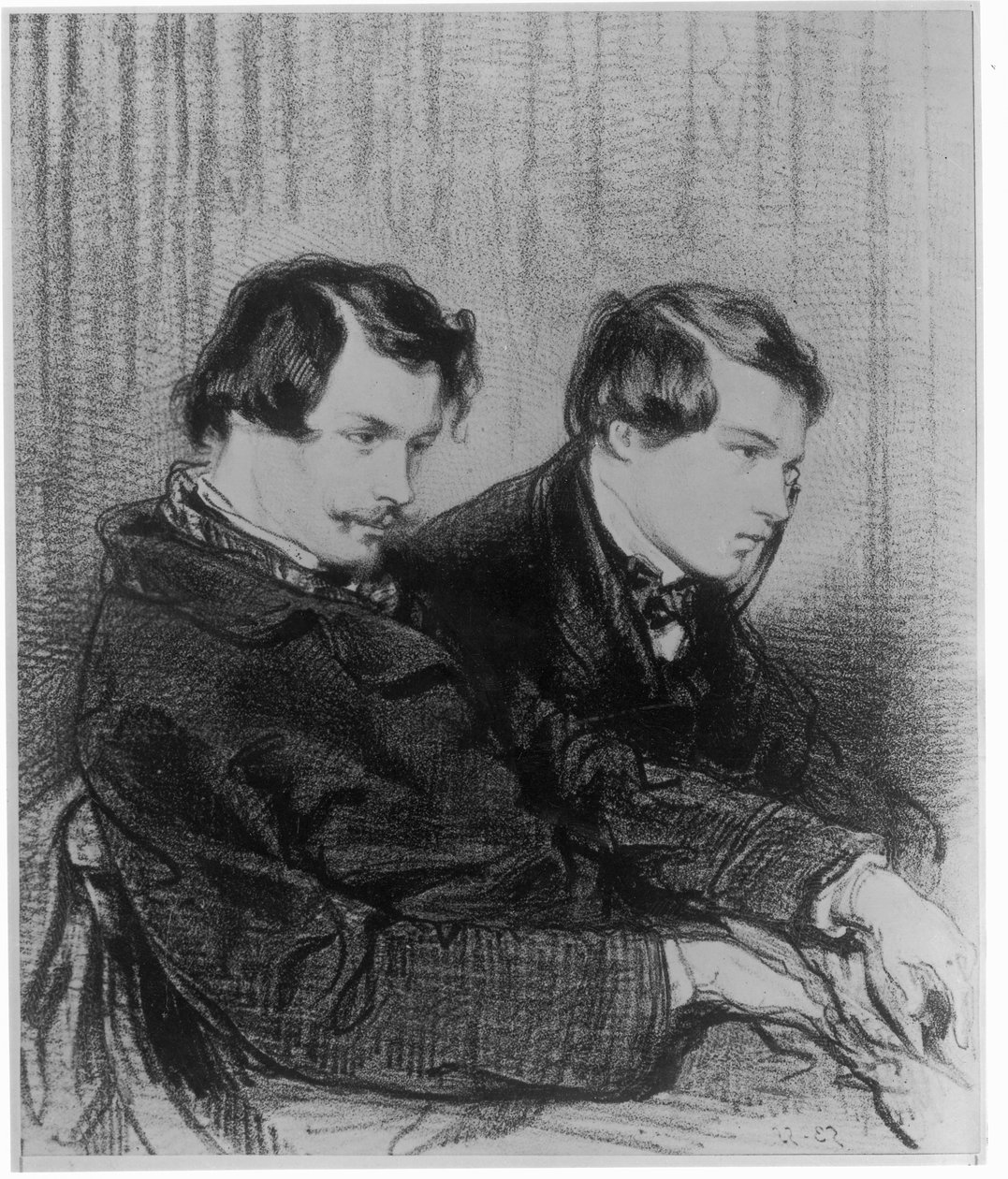 Edmond de Goncourt（1822-86）和Jules de Goncourt（1830-70）在剧院的一个盒子里，1853年 作者 保罗·加瓦尔尼