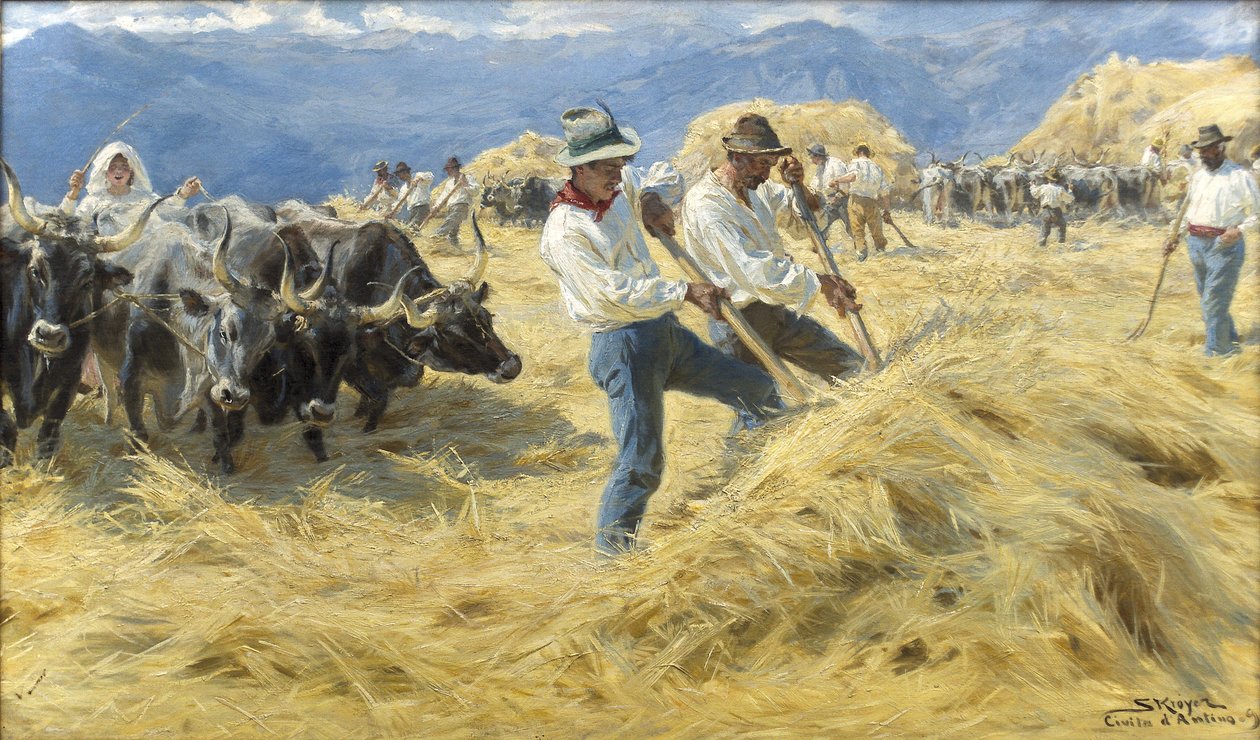 在阿布鲁齐（Abruzzi）脱粒 作者 Peder Severin Krøyer
