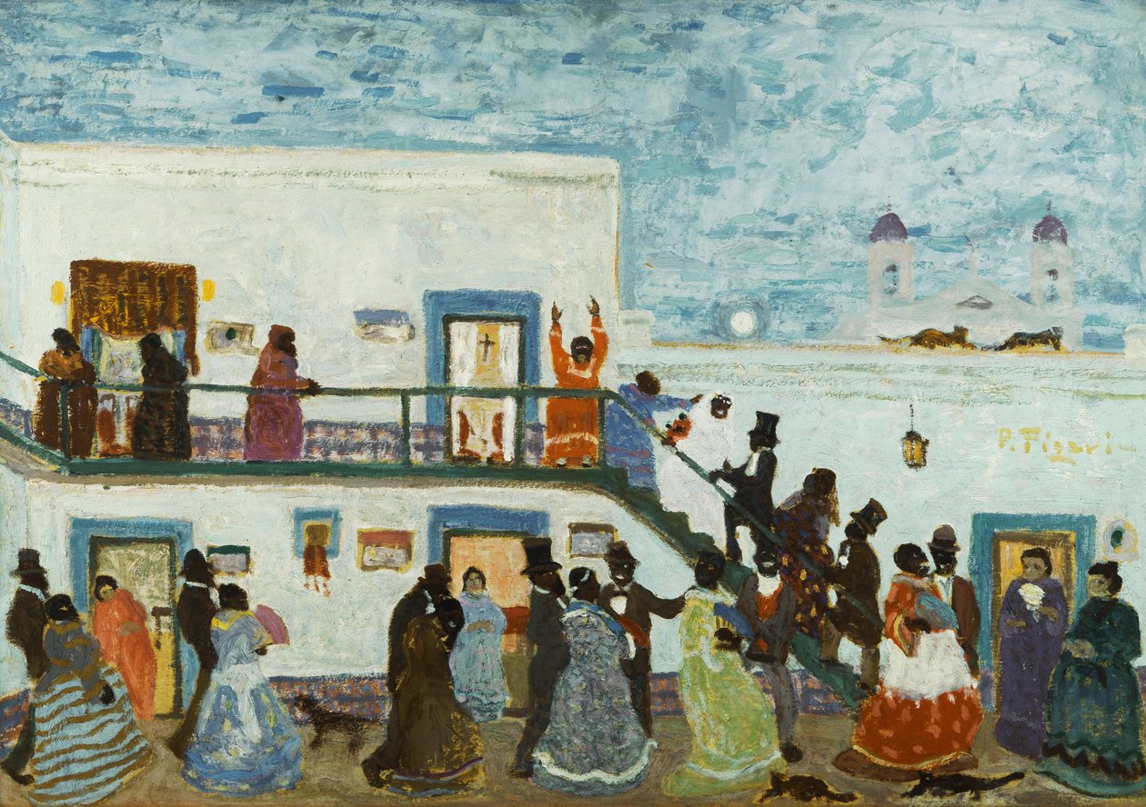 到达教堂；来自教会 作者 佩德罗·菲加里（Pedro Figari）