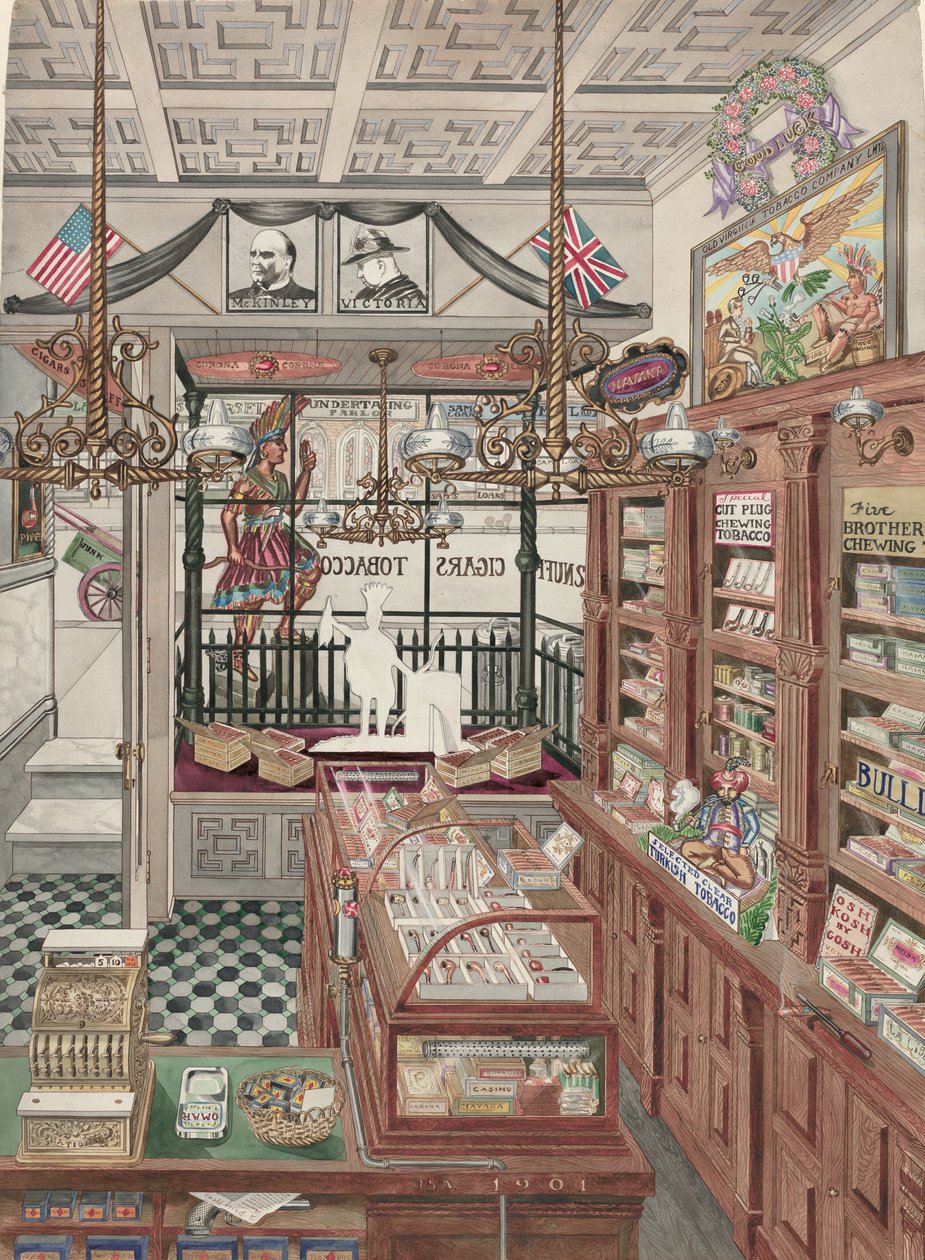 雪茄店, 1901年 作者 帕金斯·哈恩利