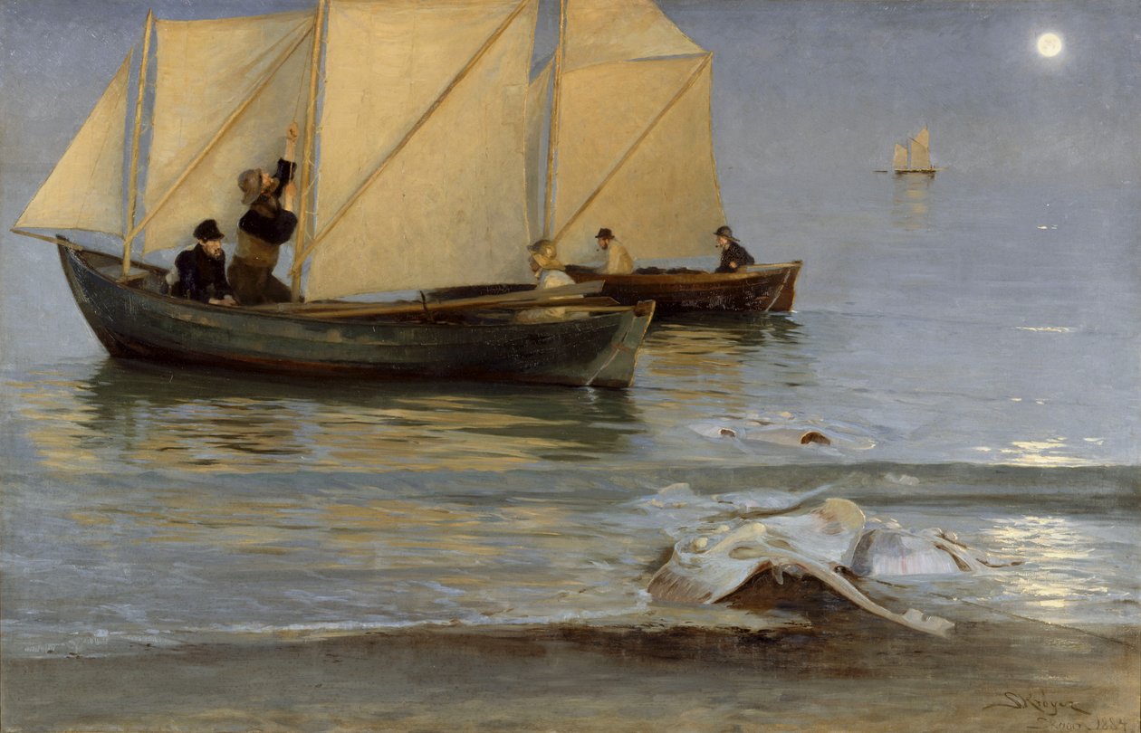 Skagboere出去钓鱼。美味的夏日傍晚。 作者 Peder Severin Krøyer