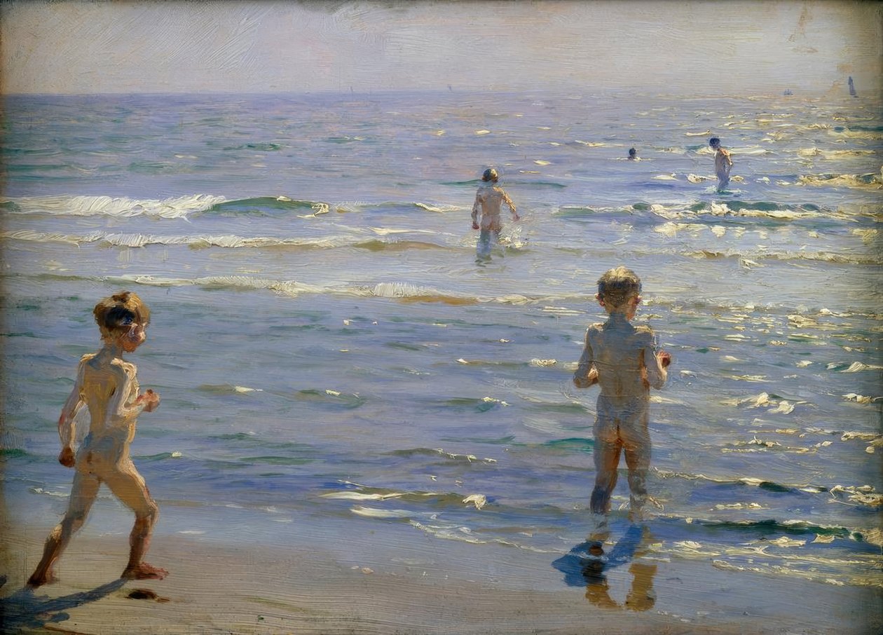 泳客男孩。阳光。斯卡恩 作者 Peder Severin Krøyer