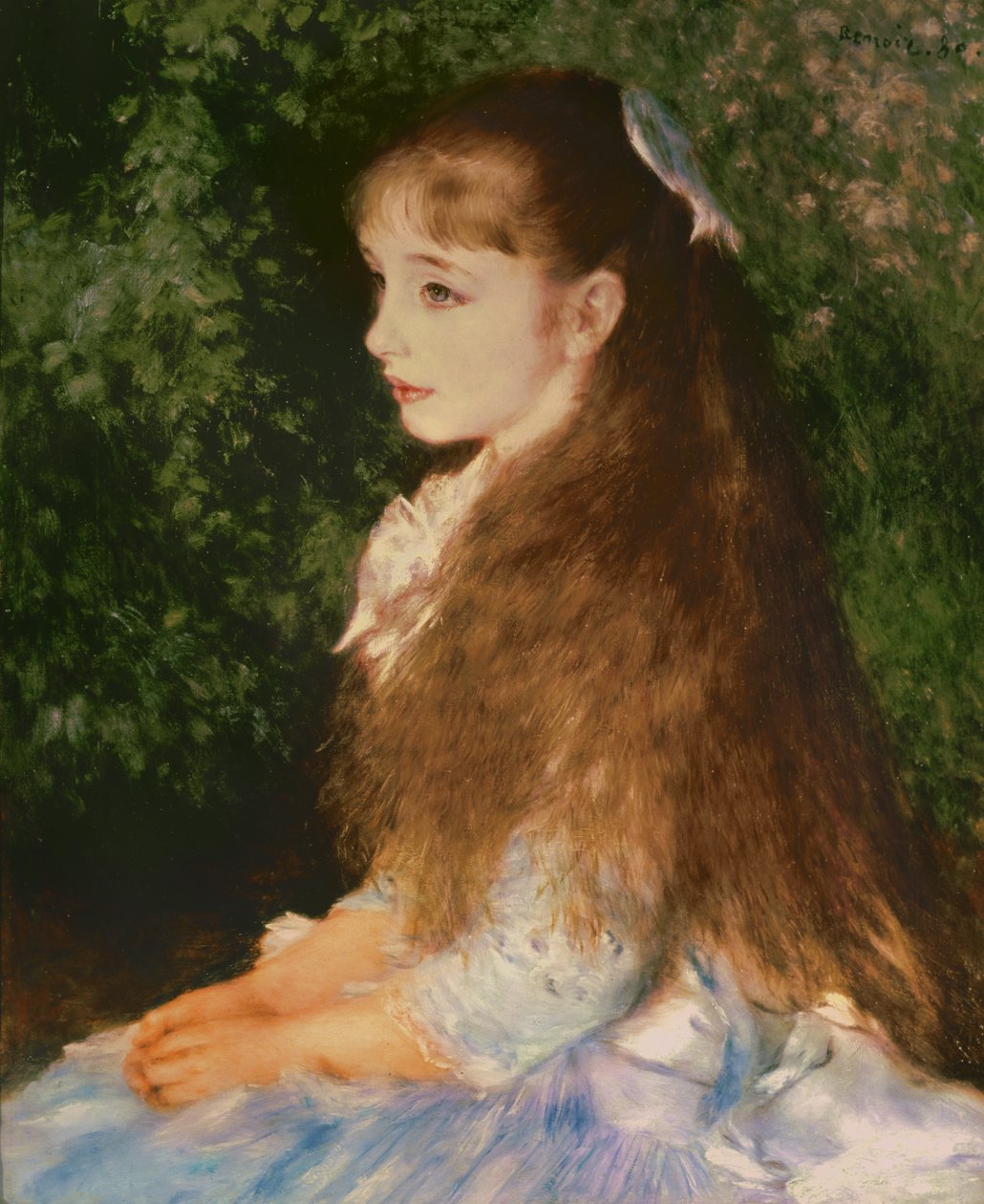 安特卫普的Madeieriselle Irene Cahen的肖像，1880年 作者 皮埃尔·奥古斯特·雷诺阿