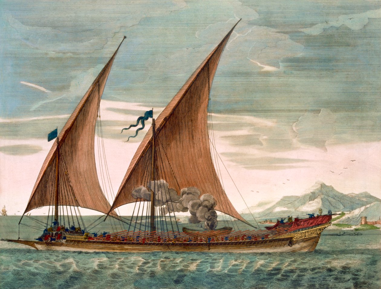 船帆，飞行标准的中队指挥官，来自&39;Le Naptune Francois&39;，c.1693-1700（手工彩色雕刻） 作者 皮埃尔·莫蒂埃