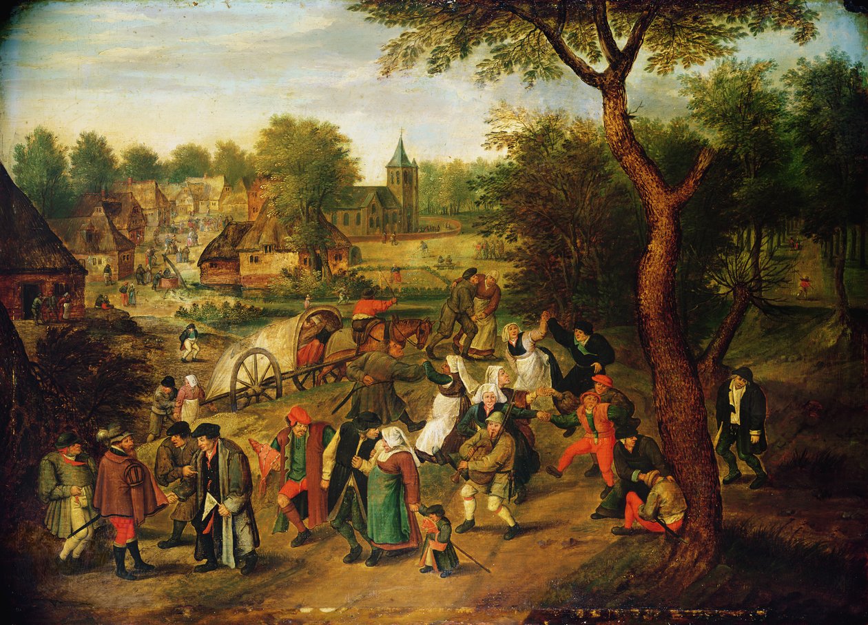 一个村庄郊外的一个场景 作者 彼得·布鲁格（Pieter Brueghel）