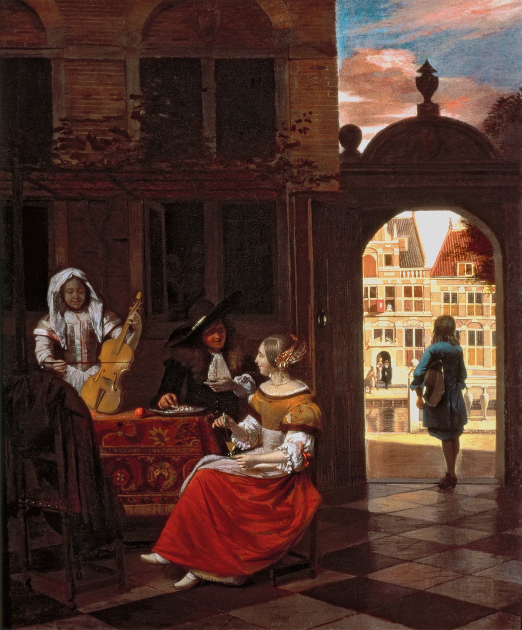 音乐派对，1677年 作者 彼得·霍克（Pieter de Hooch）