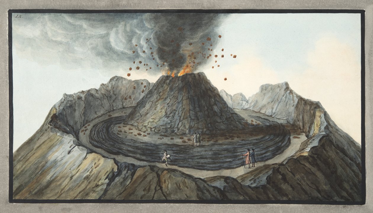 维苏威火山的内部在1767年火山喷发之前，来自&39;Campi Phlegraei的9号板：两个西西里火山的观测&39;，由William Hamilton先生（1730-1803）发表，1776年出版（wc o 作者 彼得罗·法布里斯（Pietro Fabris）