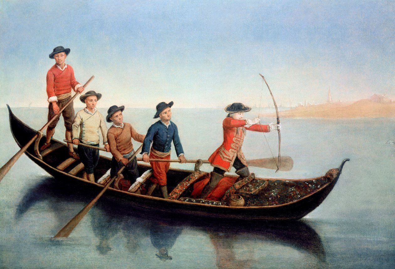 用弓箭狩猎野鸭 作者 彼得·隆吉（Pietro Longhi）