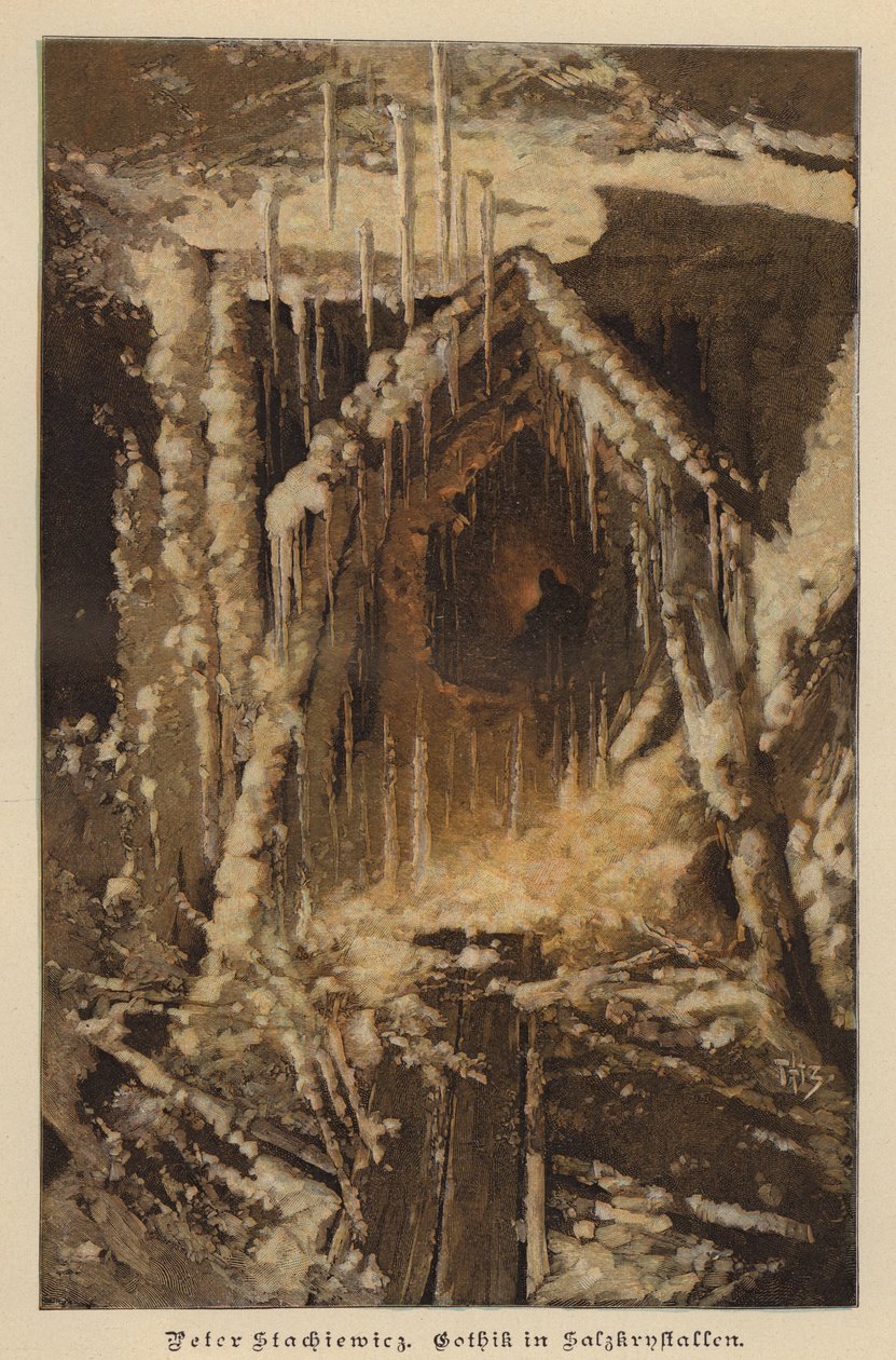 Salt crystals resembling Gothic architecture (coloured engraving) 作者 皮奥特·斯塔奇维奇（Piotr Stachiewicz）