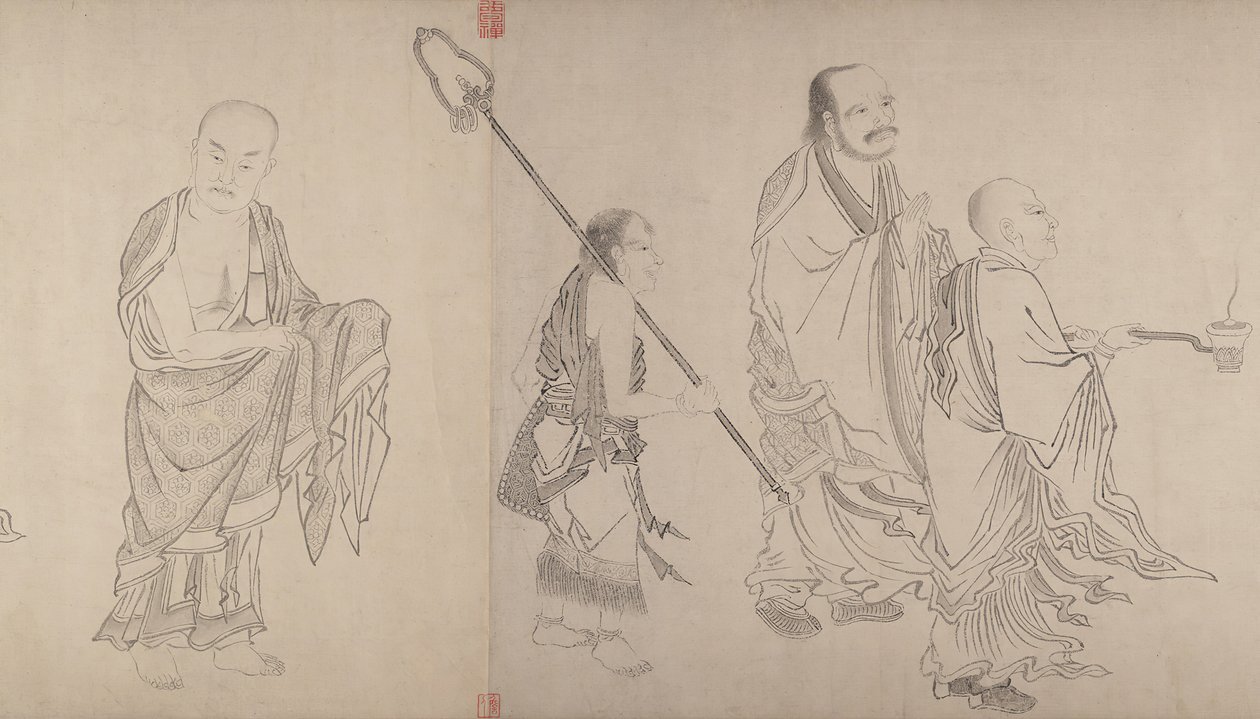 十六罗汉》，16世纪。 作者 仇英