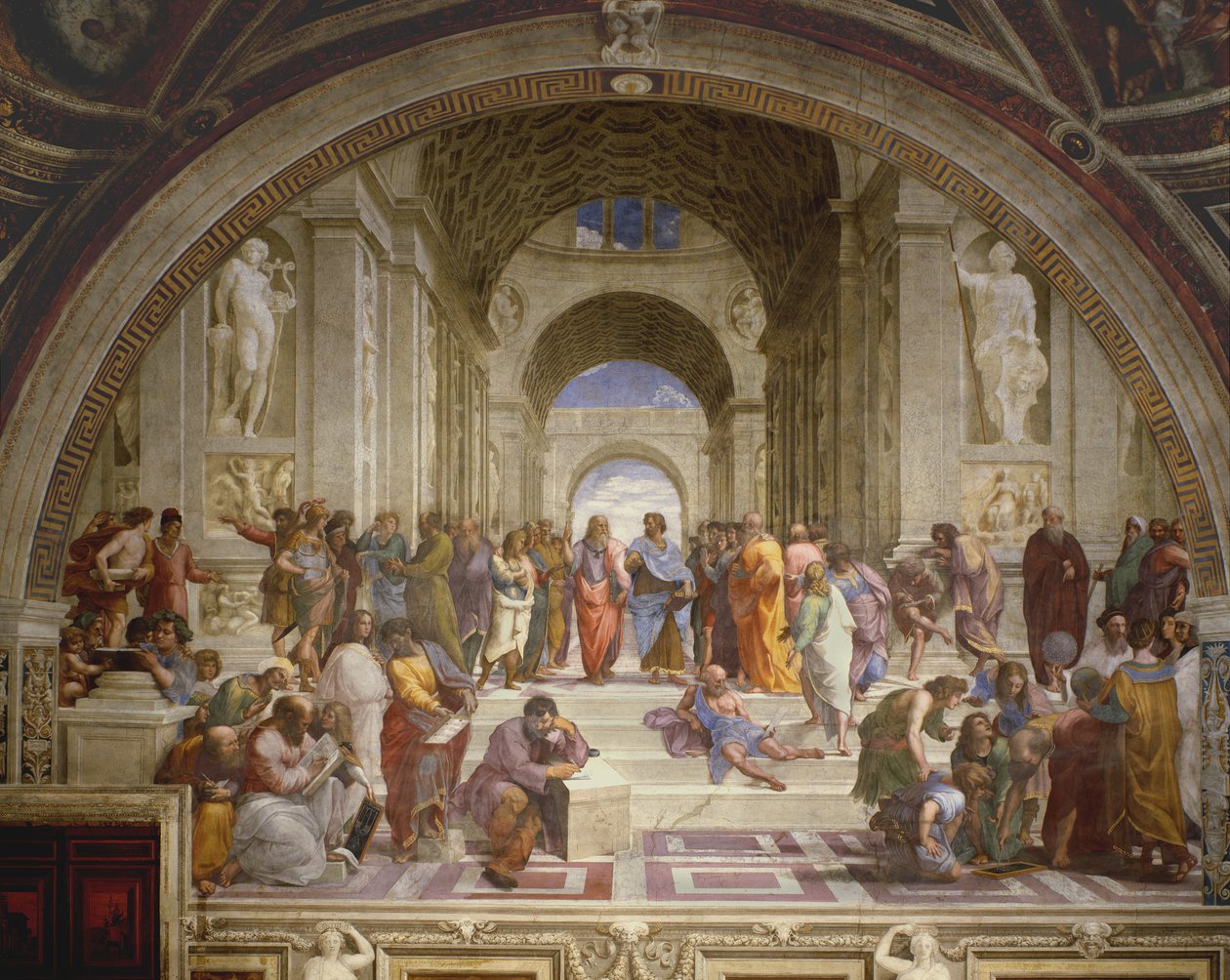 雅典学院，来自Stanza della Segnatura，1509-10 作者 拉斐尔（Raffaello Sanzio Raphael）