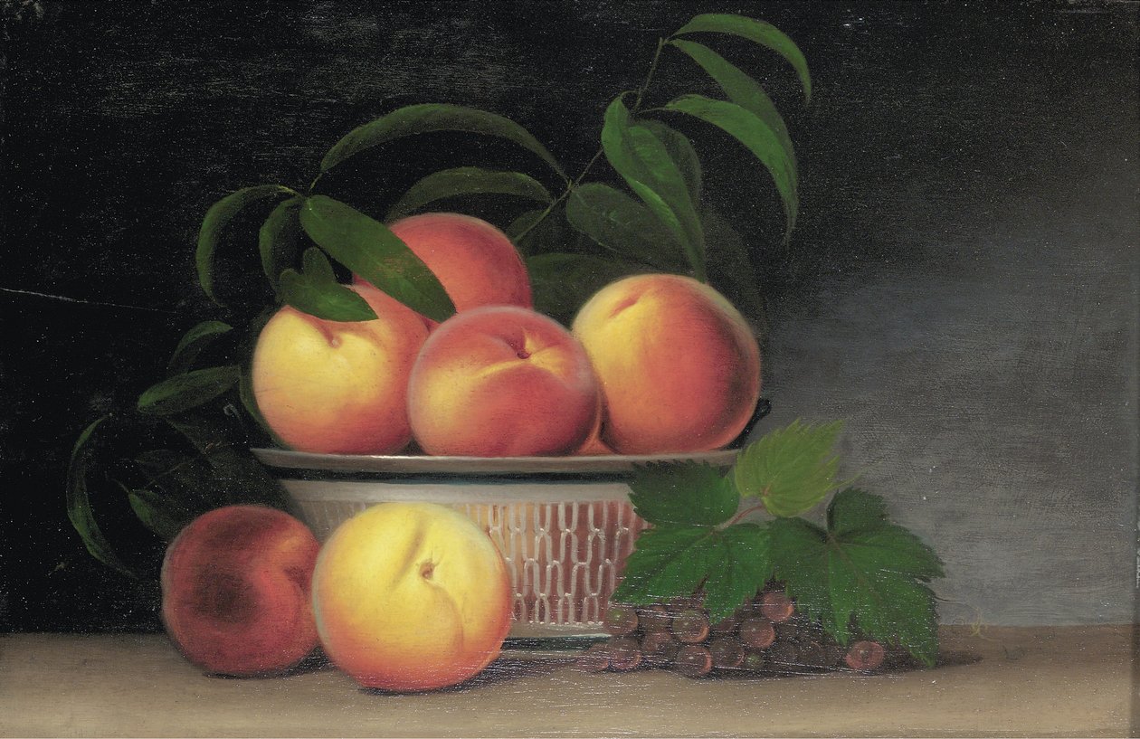 静物与桃子，1816年 作者 拉斐尔·皮尔（Raphaelle Peale）