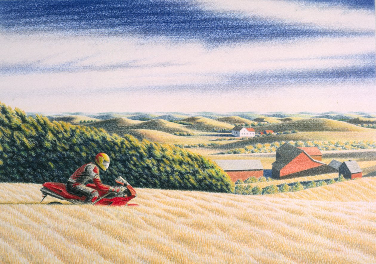 越野，2001，纸上彩色铅笔画 作者 勒内·博安