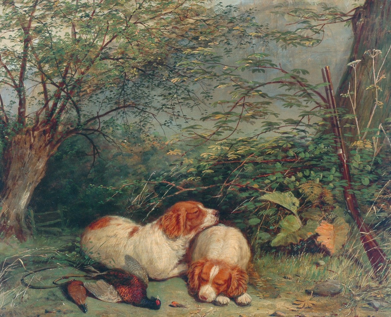 狗和野鸡，1840年 作者 理查德·安斯德尔
