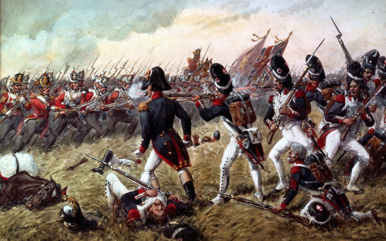 1815年6月18日，第3团足卫队在滑铁卢战役中击退了旧卫兵的最后指控 作者 理查德·辛金