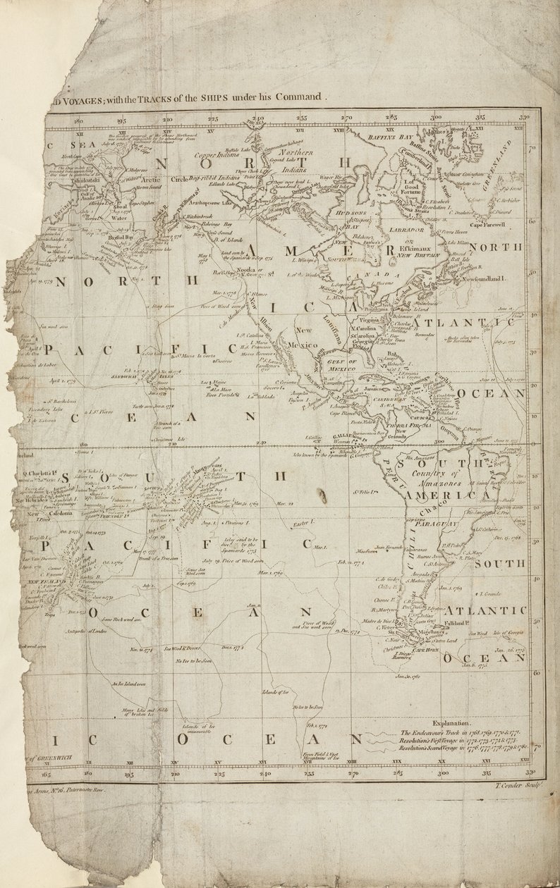 库克的航行地图，约1780年 作者 理查德（后）爸爸