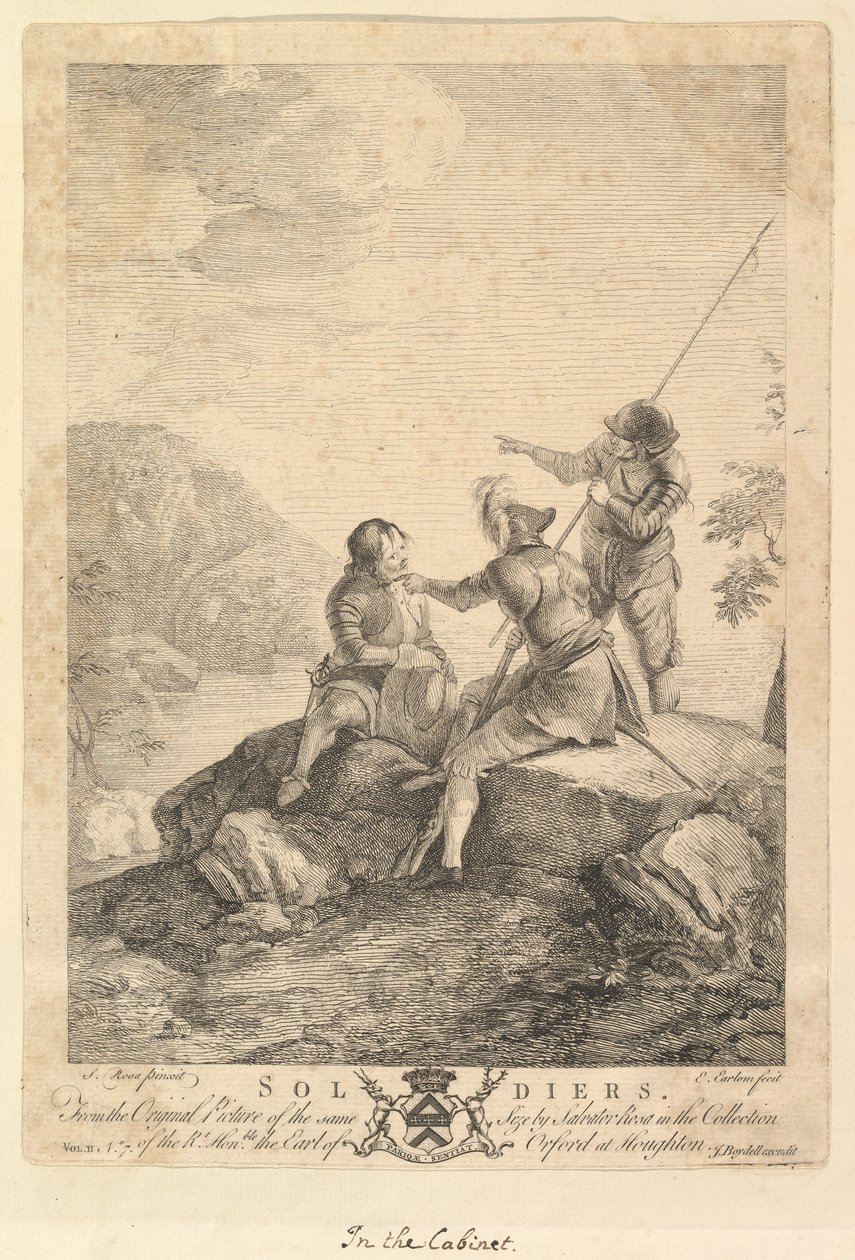 三名士兵，1766-67年。 作者 理查德·厄洛姆（Richard Earlom）