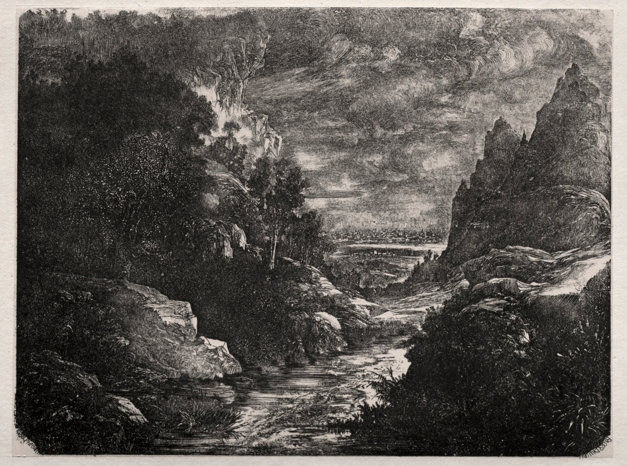 山间溪流，1871年。 作者 罗道夫·布雷斯丁