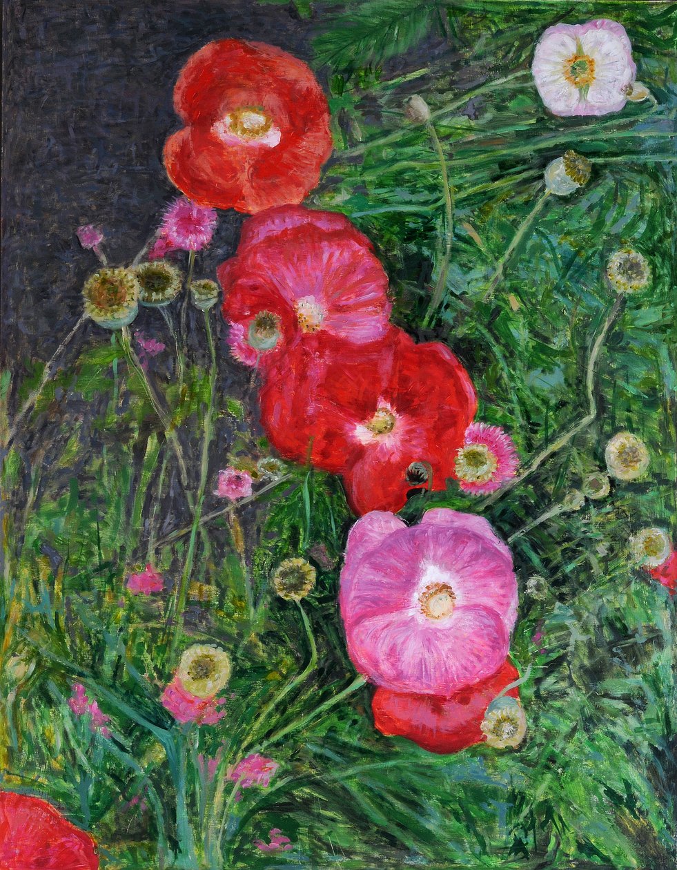 罂粟花，2009（木材油） 作者 露丝·艾迪纳尔