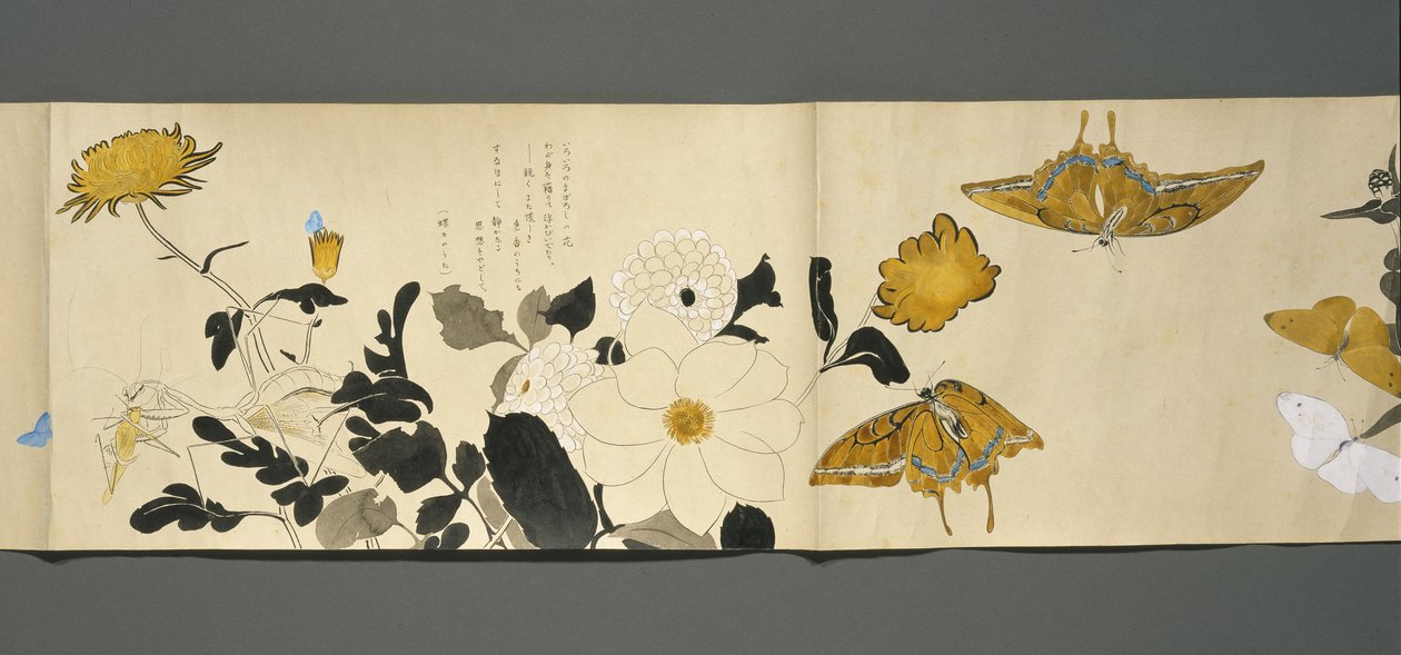 野生动物朋友（Yasei no Tomo），大正时代，大正7年，c.1918（墨水和wc在编织用云母装饰的纸上） 作者 川上凉香