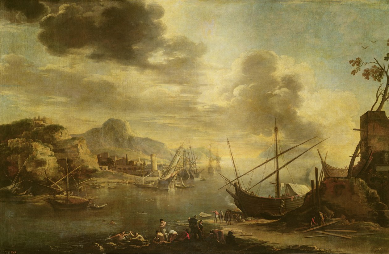 萨勒诺湾，c.1640-45 作者 救世主罗莎