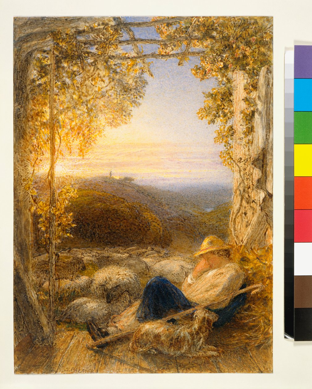 睡觉的牧羊人 - 早晨，c.1857 作者 塞缪尔·帕尔默（Samuel Palmer）